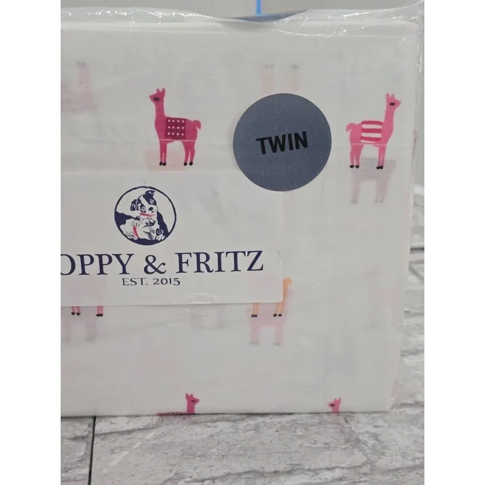 Poppy and Fritz Twin Sheet Set Llamas New Flat Fitted Pillowcase‎ Sealed